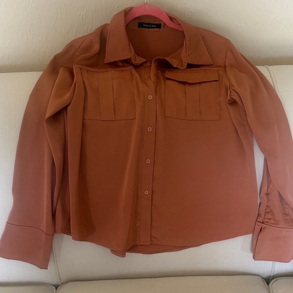 Sofia & Sam Rust Button-Front Blouse